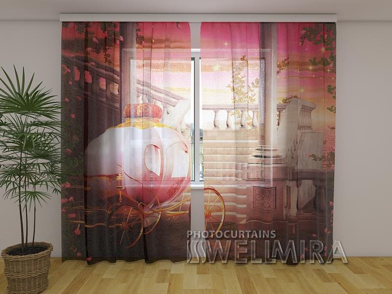 Dienas un nakts aizkari - Princeses kariete 180 x 140 cm (2X 90x140 cm) / Сaurspīdīgs šifons E-interjers.lv