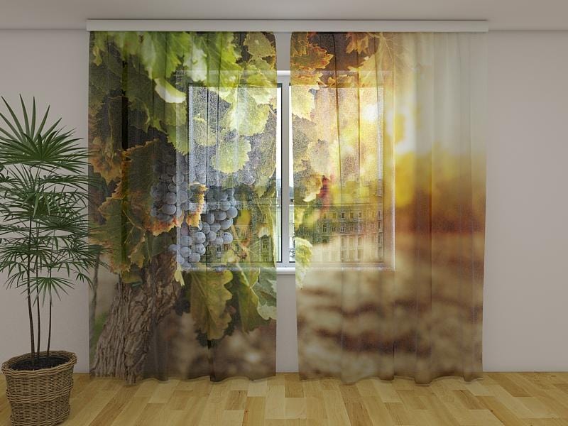 Dienas un nakts aizkari - Rudens vīnogas 180 x 140 cm (2X 90x140 cm) / Сaurspīdīgs šifons E-interjers.lv