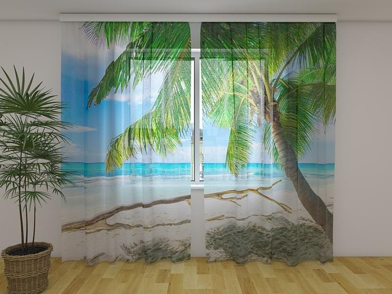 Dienas un nakts aizkari - Saulaina diena pie okeāna 180 x 140 cm (2X 90x140 cm) / Сaurspīdīgs šifons E-interjers.lv