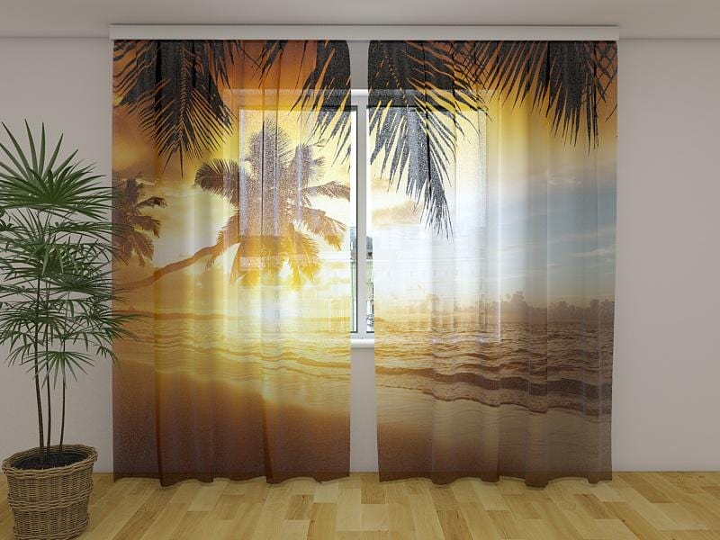 Dienas un nakts aizkari - Saulriets Karību jūrā 180 x 140 cm (2X 90x140 cm) / Сaurspīdīgs šifons E-interjers.lv