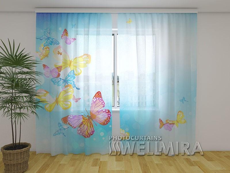 Dienas un nakts aizkari - Tauriņš debesīs 180 x 140 cm (2X 90x140 cm) / Сaurspīdīgs šifons E-interjers.lv