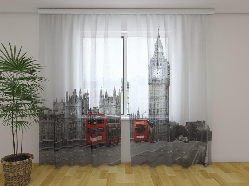 Dienas un nakts aizkari - Vienkārši Londona 180 x 140 cm (2X 90x140 cm) / Сaurspīdīgs šifons E-interjers.lv