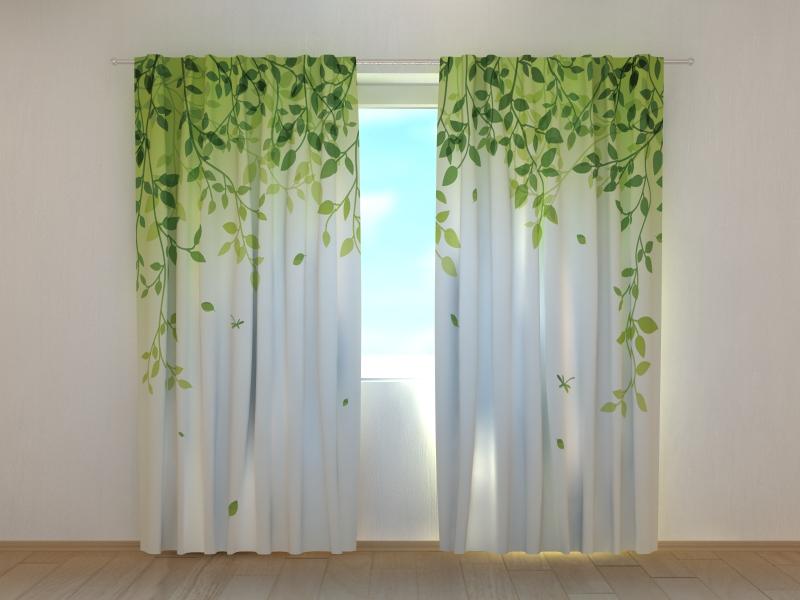 Dienas un nakts aizkari - Zaļās liānas ar lapām 180 x 140 cm (2X 90x140 cm) / SCREEN E-interjers.lv