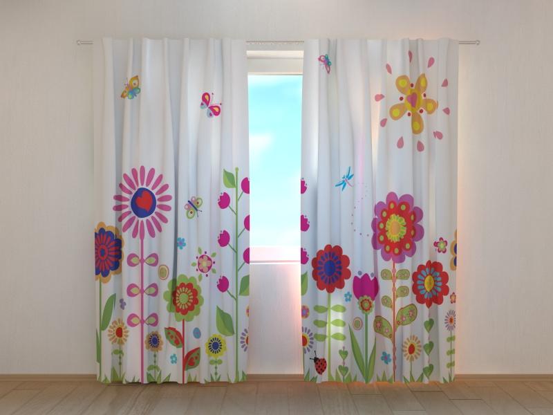 Dienas un nakts aizkari - Ziedi un saule 180 x 140 cm (2X 90x140 cm) / SCREEN E-interjers.lv