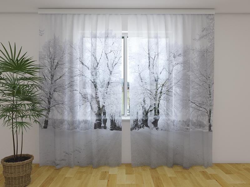 Dienas un nakts aizkari - Ziemas ceļš 180 x 140 cm (2X 90x140 cm) / Сaurspīdīgs šifons E-interjers.lv