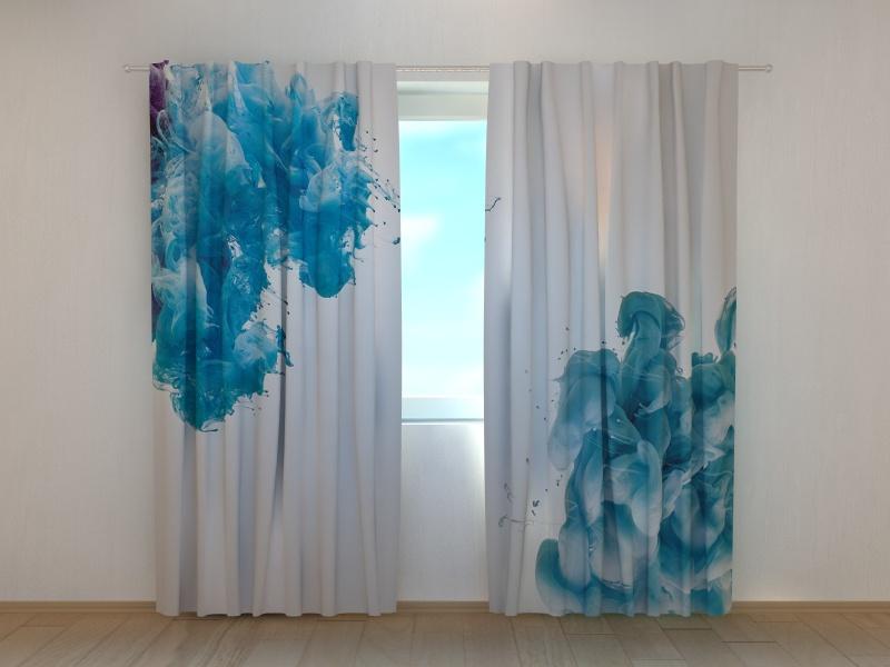 Dienas un nakts aizkari - Zilas krāsas šļakatas 180 x 140 cm (2X 90x140 cm) / SCREEN E-interjers.lv