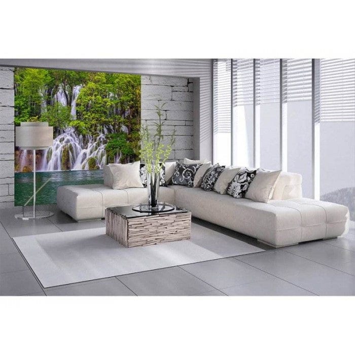 Flizelīna fototapetes ar ezeru un ūdenskritumu - Plitvices ezeri 225 x 250 cm D-ART