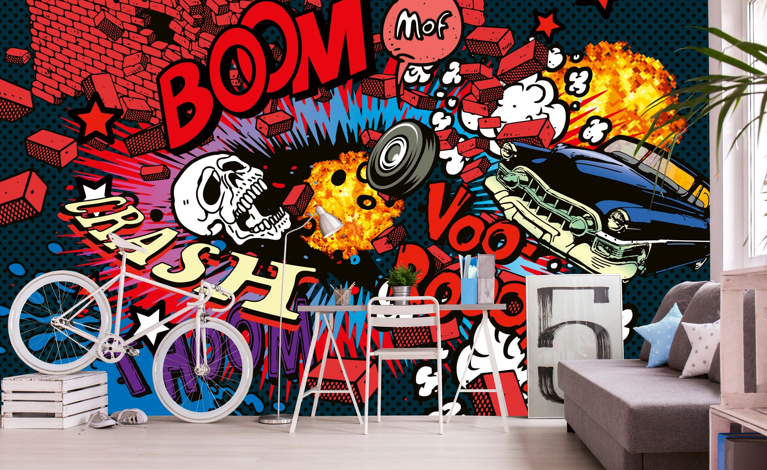 Flizelīna fototapetes ar grafiti - Avārija (dažādi izmēri) 375 x 250 cm D-ART