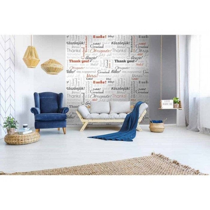 Flizelīna fototapetes ar uzrakstu Paldies vairākās valodās 225 x 250 cm D-ART