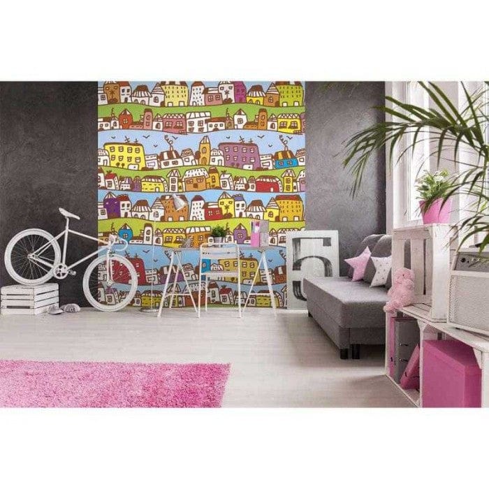 Flizelīna fototapetes - bērnu istabai - Mājiņas 225 x 250 cm D-ART