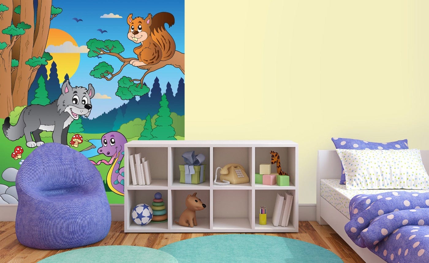 Flizelīna fototapetes - bērnu istabai - MEŽA DZĪVNIEKI 225 x 250 cm D-ART