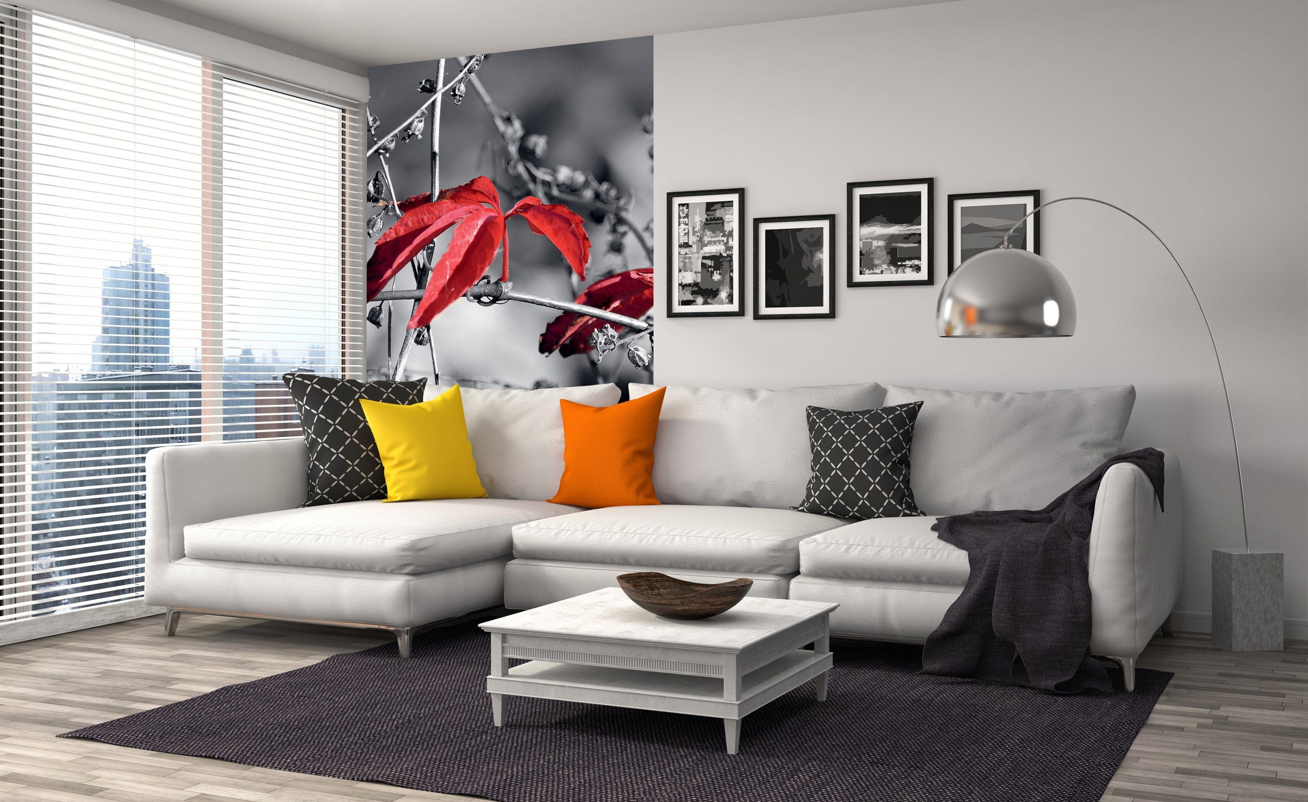 Flizelīna fototapetes - Sarkanas lapas uz melna 150 x 250 cm D-ART