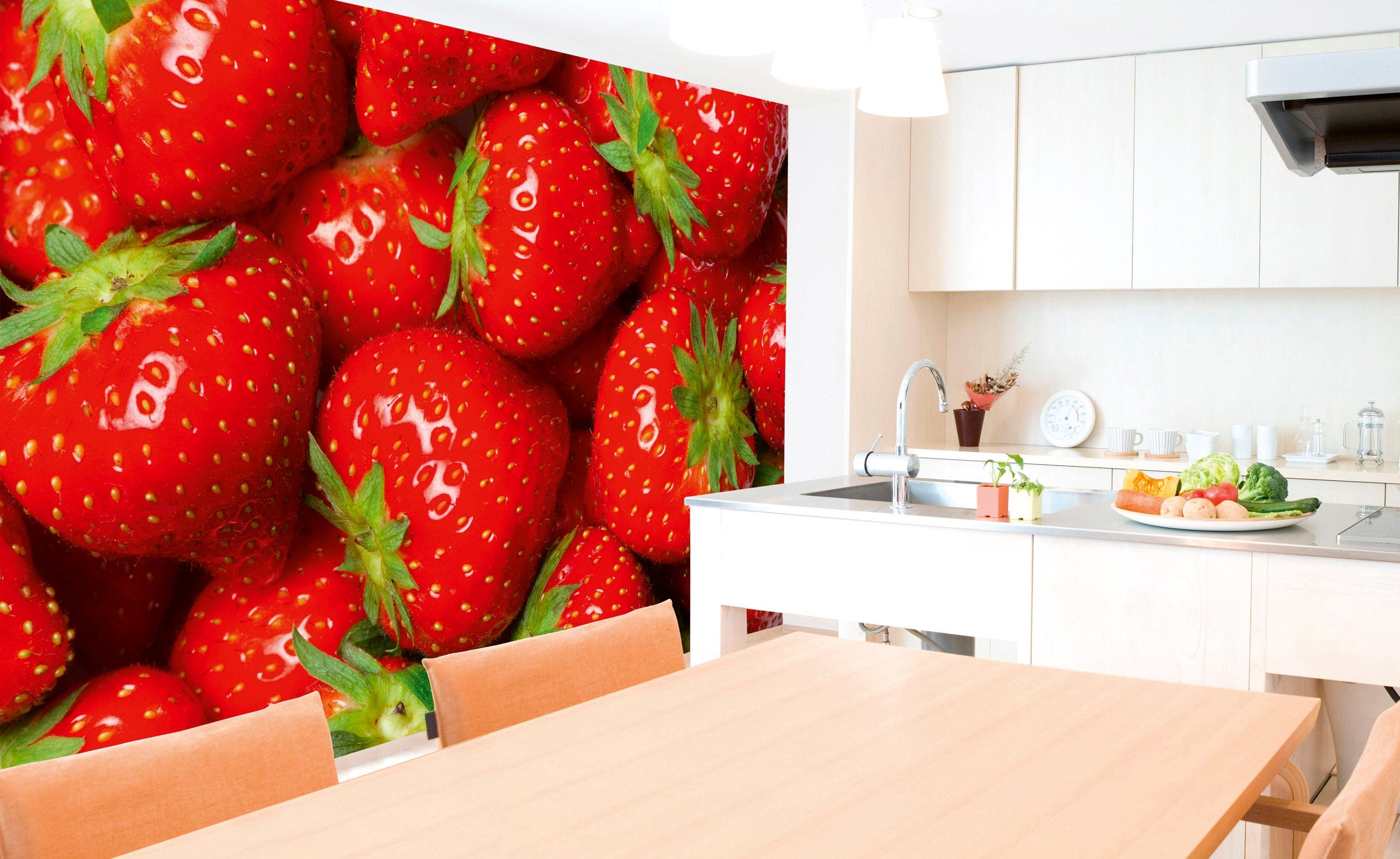 Flizelīna fototapetes - virtuvei - Zemenes 375 x 250 cm D-ART
