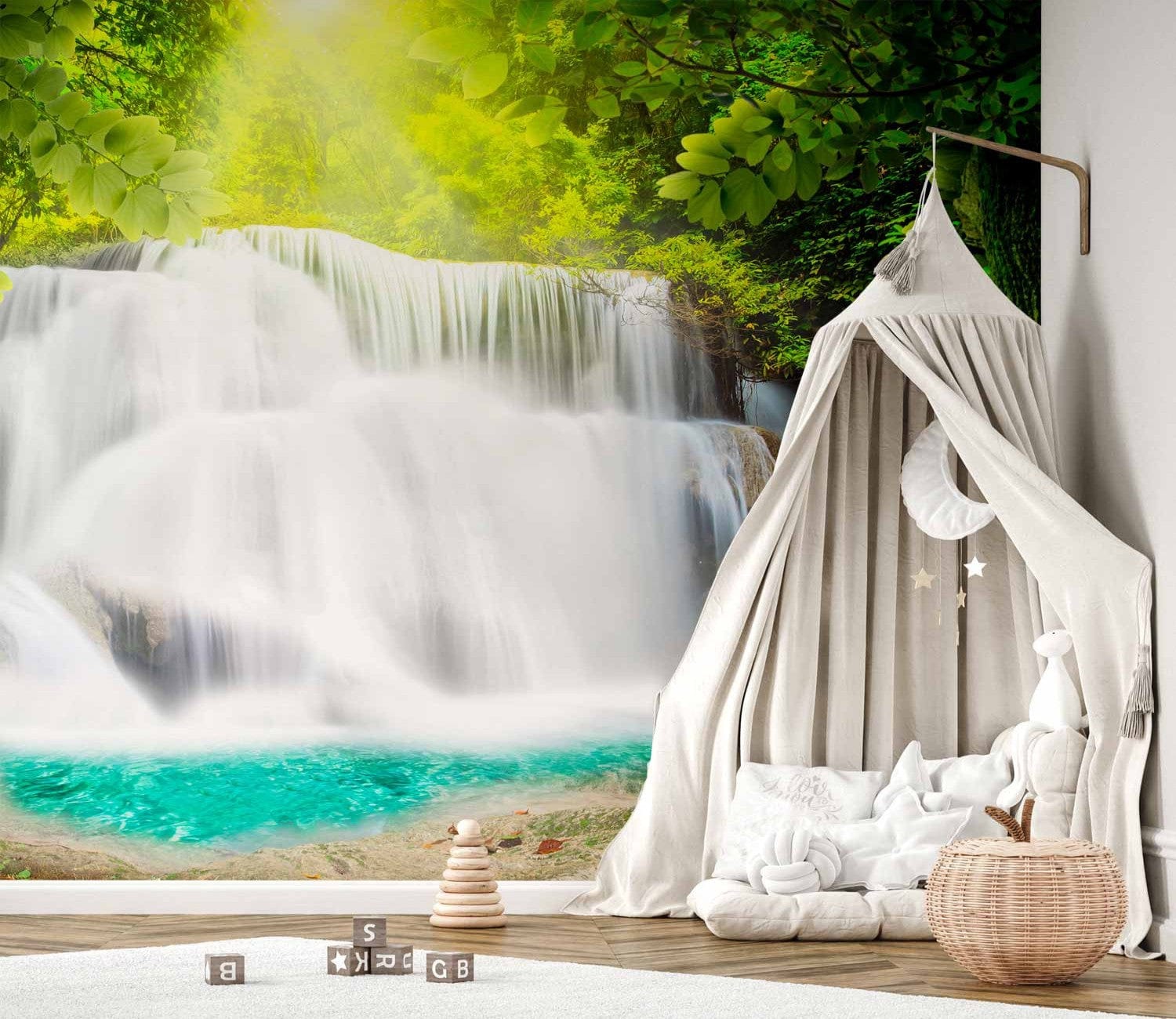 Fototapetes - ainava ar plūstošu ūdenskritumu meža vidū , 60064 E-interjers.lv