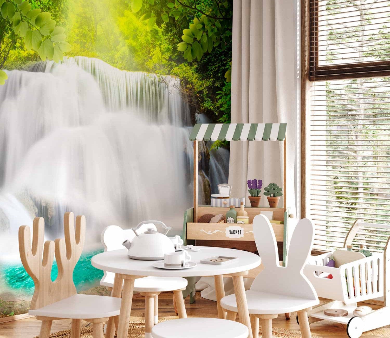 Fototapetes - ainava ar plūstošu ūdenskritumu meža vidū , 60064 E-interjers.lv