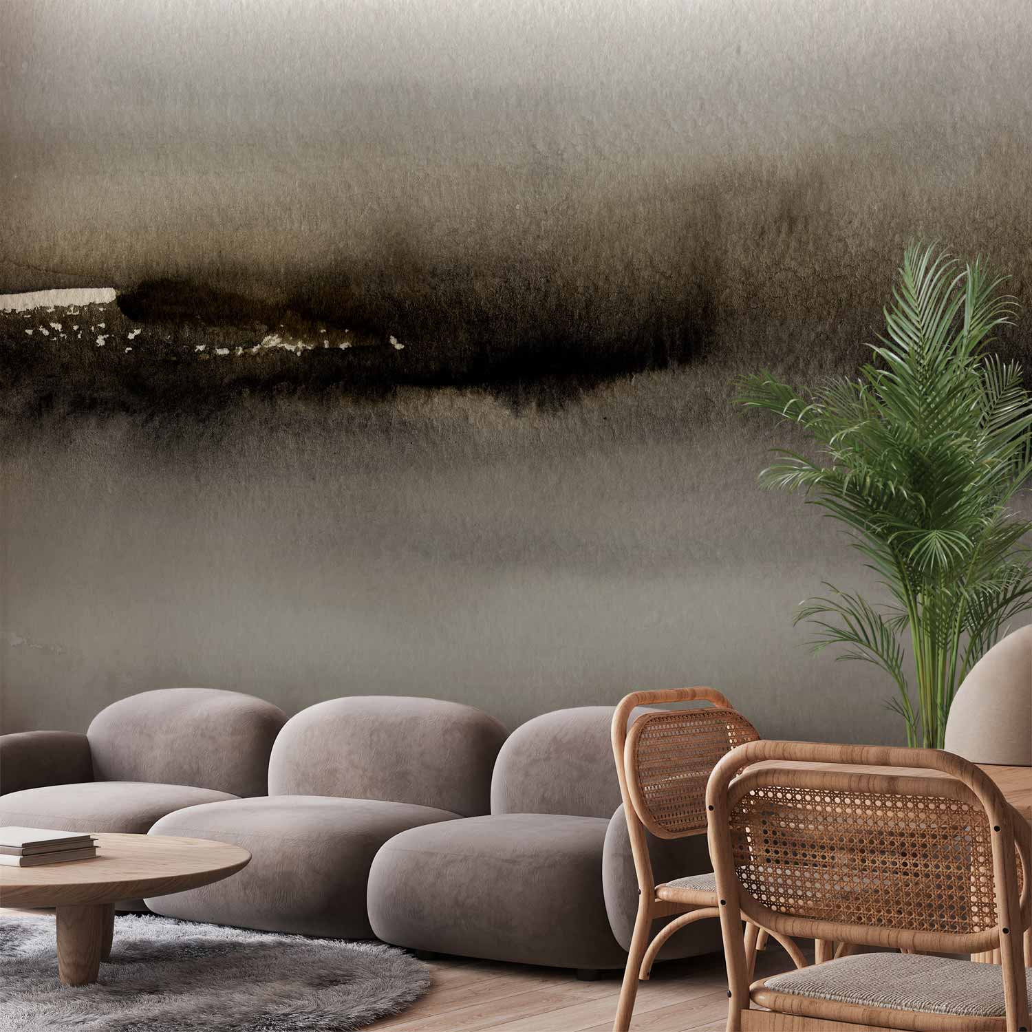 Fototapetes ar abstrakta rakstu - Diuna – abstrakts moderns attēls pelēkā krāsā ar melnu akcentu Tapetenshop.lv