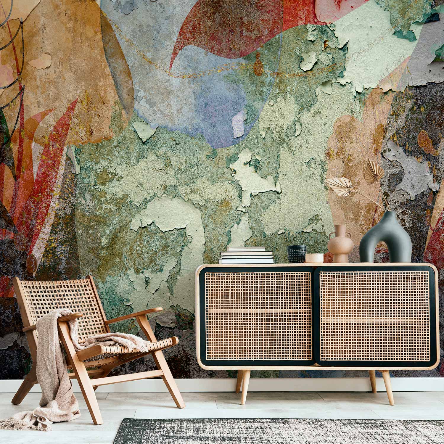 Fototapetes ar abstrakta rakstu - Krāsaina siena Tapetenshop.lv