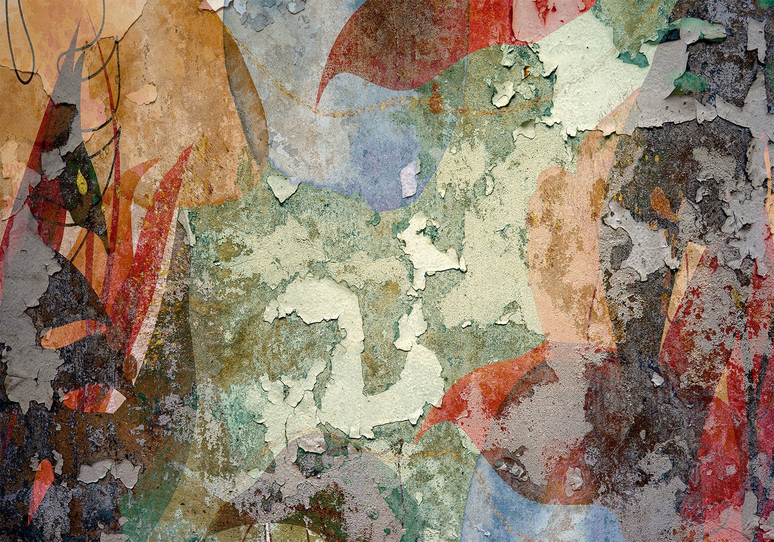 Fototapetes ar abstrakta rakstu - Krāsaina siena Tapetenshop.lv