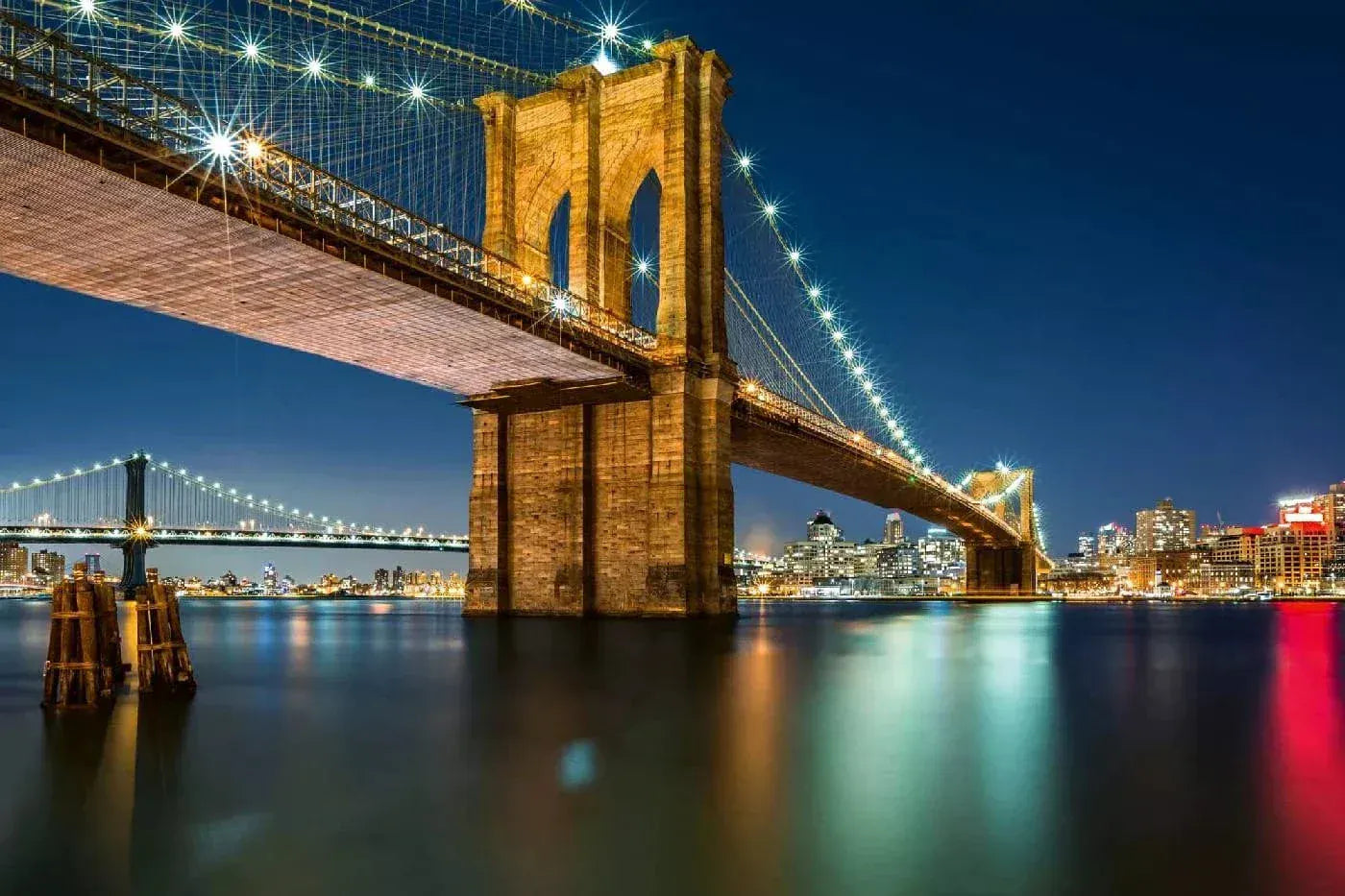 Fototapetes ar ASV tematiku - Bruklinas tilts ar skatu no Manhetenas, 375x250 cm D-ART