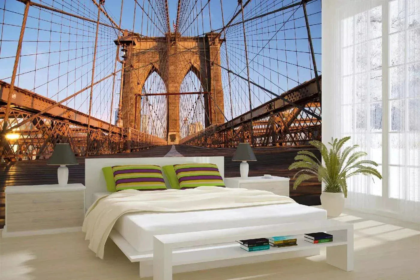 Fototapetes ar ASV tematiku - Bruklinas tilts saullēktā, 375x250 cm D-ART