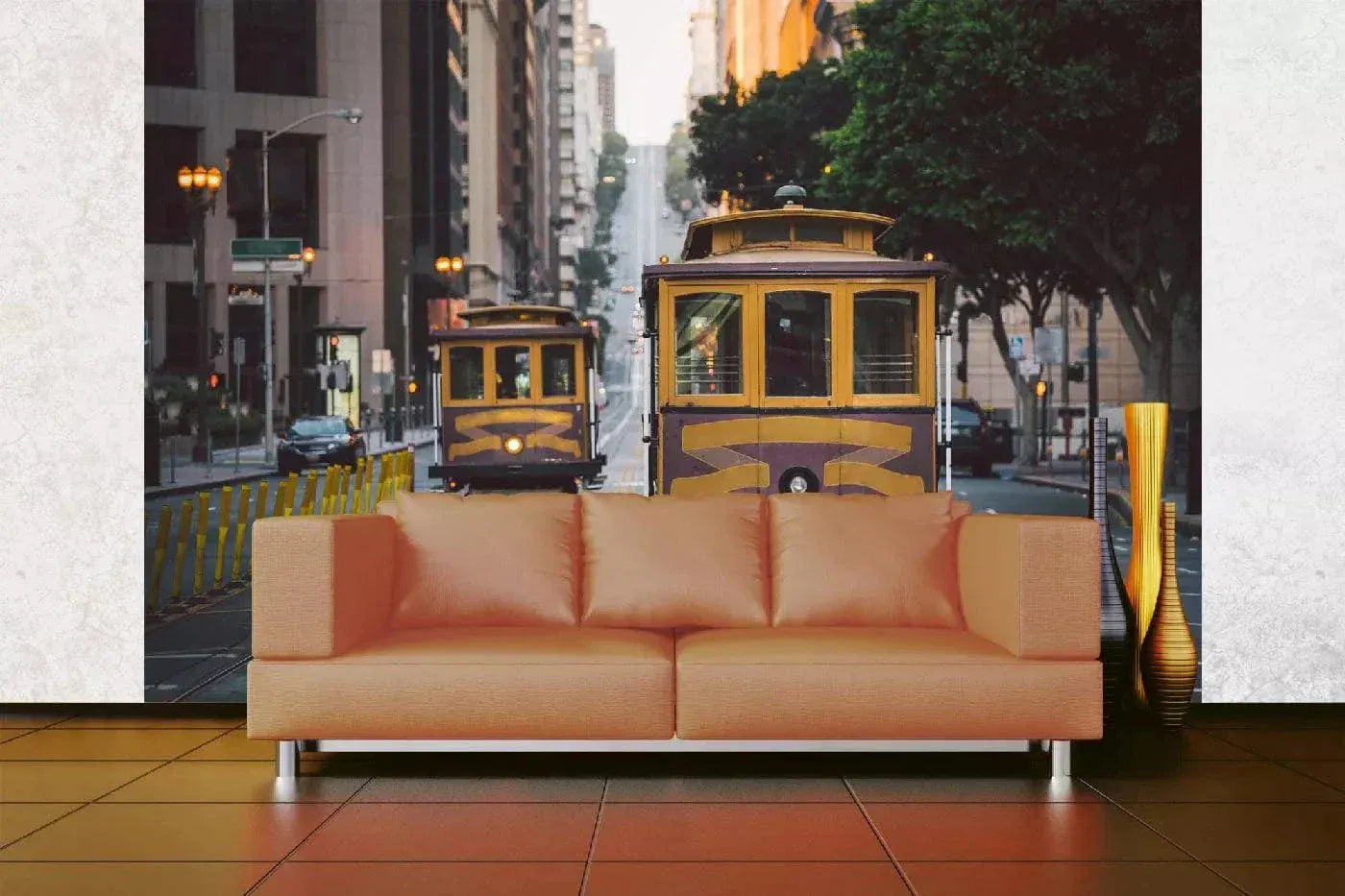 Fototapetes ar pilsētas skatu - Sanfrancisko trolejbusi, 375x250 cm D-ART