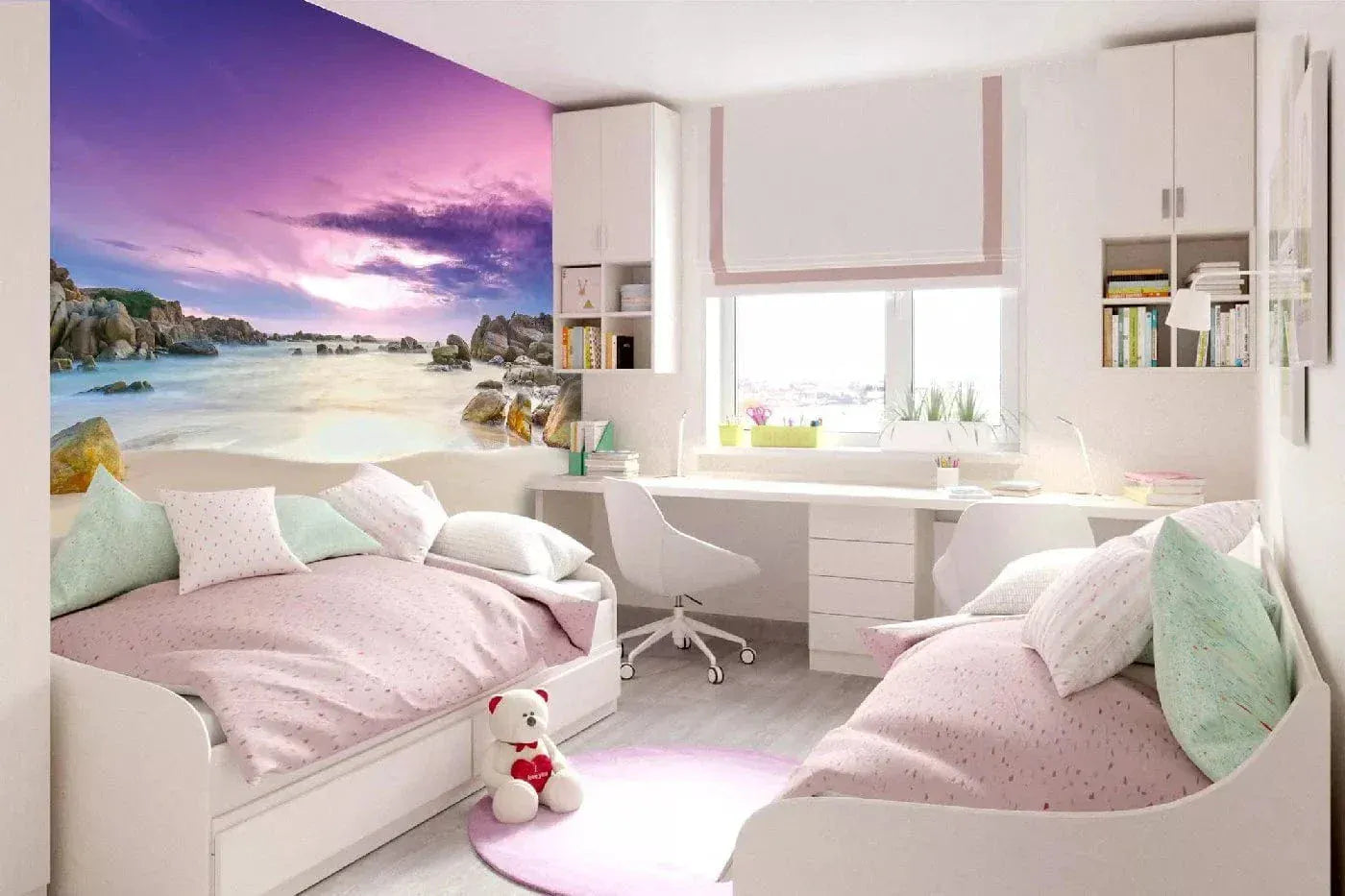 Fototapetes ar pludmali - Saulriets violetos toņos, N3222, 375x250 cm D-ART