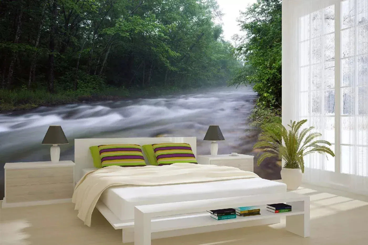 Fototapetes ar skaistu ainavu - Upe miglā, 375x250 cm D-ART