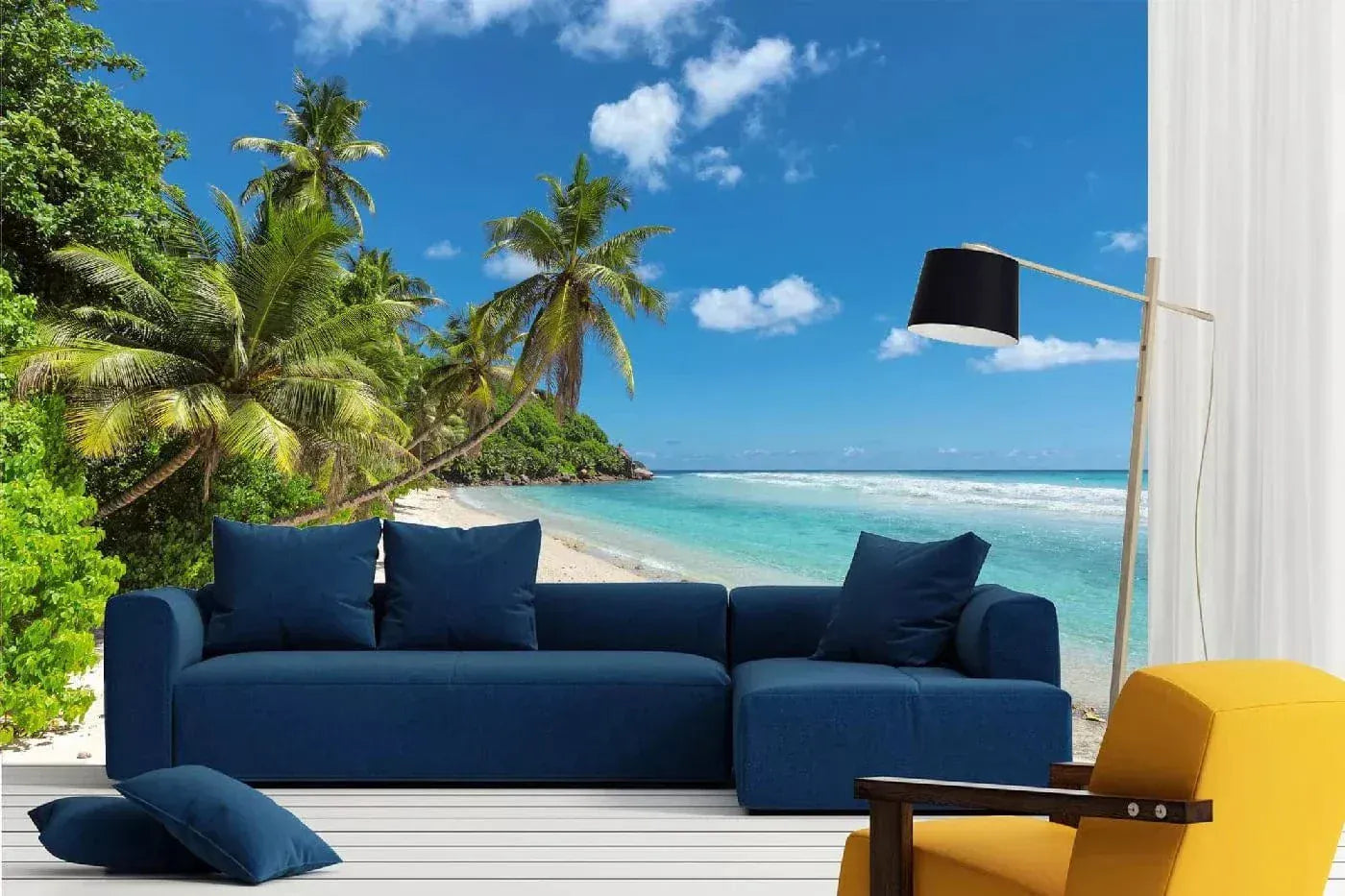 Fototapetes ar tropisko pludmali - Palmas uz tropiskas salas, N3216, 375x250 cm D-ART