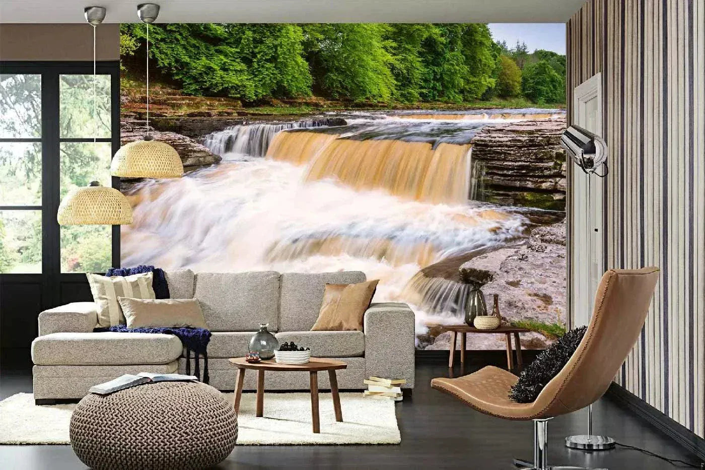 Fototapetes ar ūdenskritumu - Ajsgārta ūdenskritums, Jorkšīra, (375x250 cm) D-ART