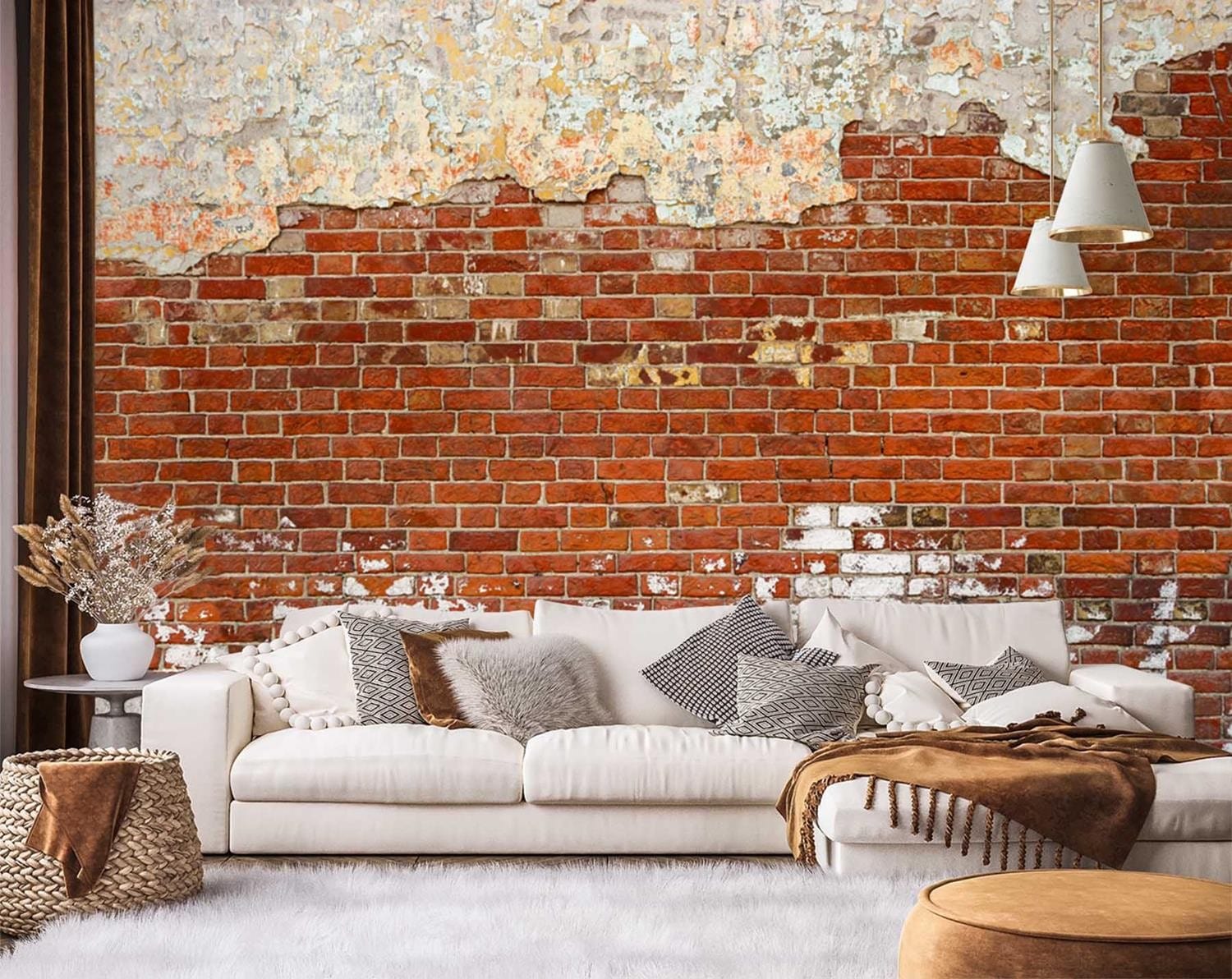 Fototapetes, Ķieģeļu optika Ķieģeļu siena Home Decor