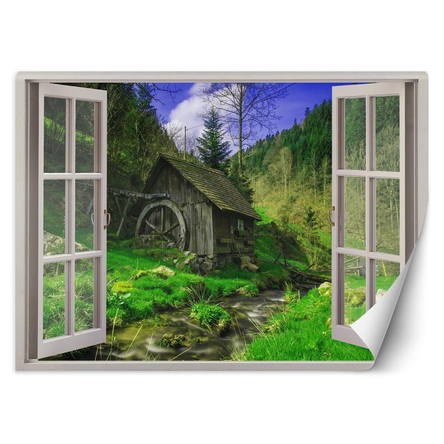 Fototapetes, Logs - skats uz mājiņu mežā Home Decor
