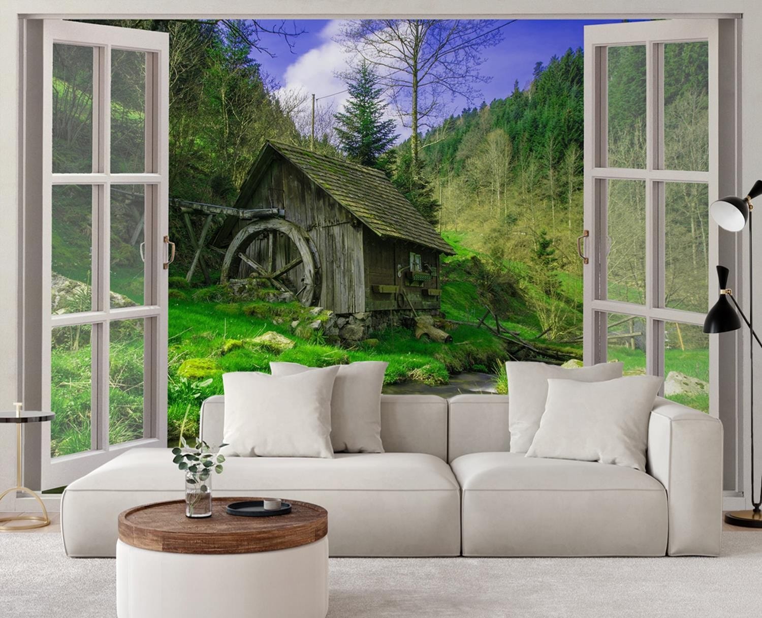 Fototapetes, Logs - skats uz mājiņu mežā Home Decor