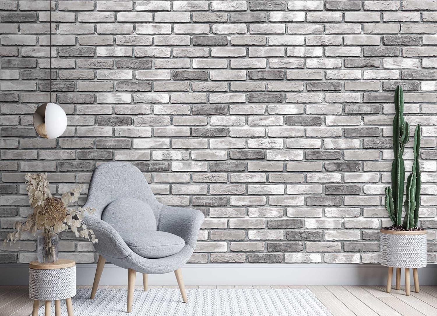 Fototapetes, Pelēku ķieģeļu siena Home Decor