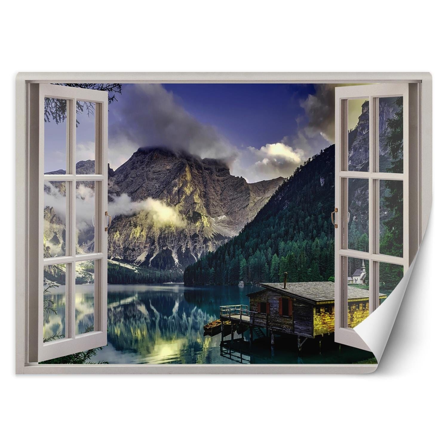 Fototapetes, Skats no loga uz ezeru kalnos, daba Home Decor