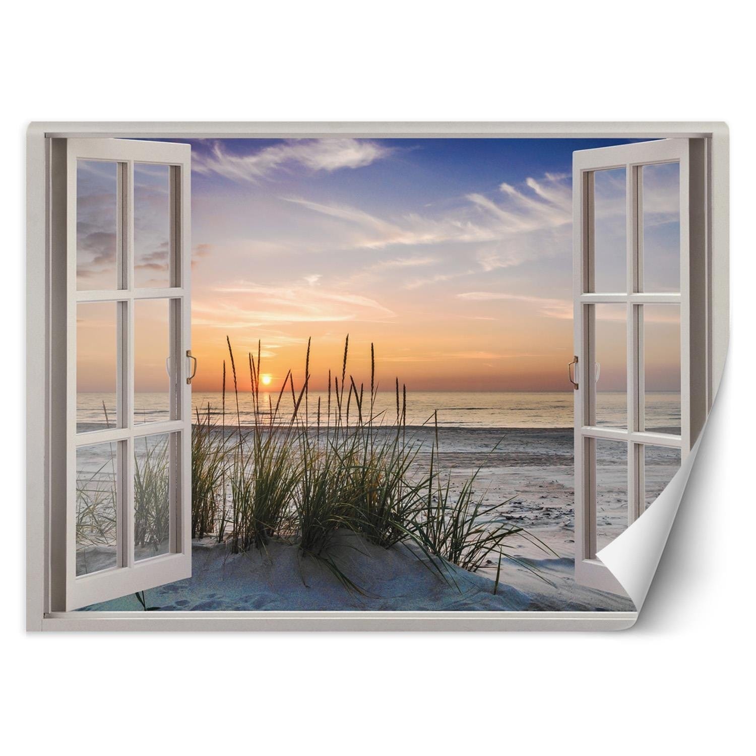 Fototapetes, Skats no loga uz saulrietu pludmalē Home Decor