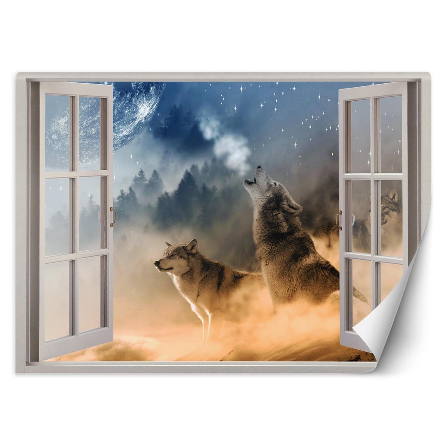 Fototapetes, Skats no loga Vilks, Dzīvnieks, Daba, Abstrakts Home Decor