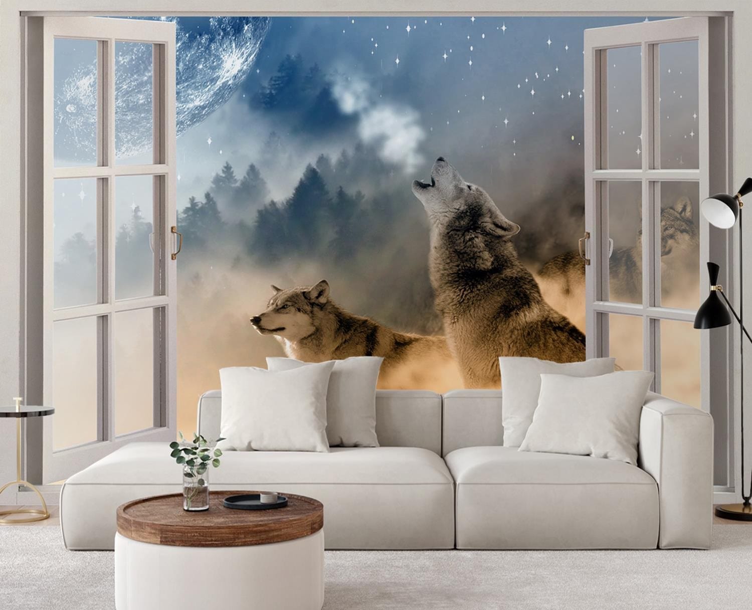 Fototapetes, Skats no loga Vilks, Dzīvnieks, Daba, Abstrakts Home Decor