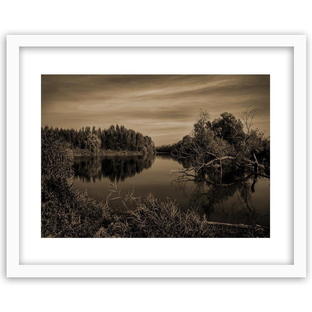 Glezna baltā rāmī - View Of The Lake 1 Home Trends DECO