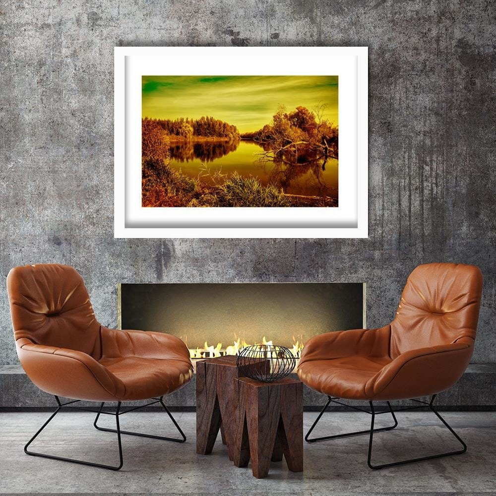 Glezna baltā rāmī - View Of The Lake 3 Home Trends DECO