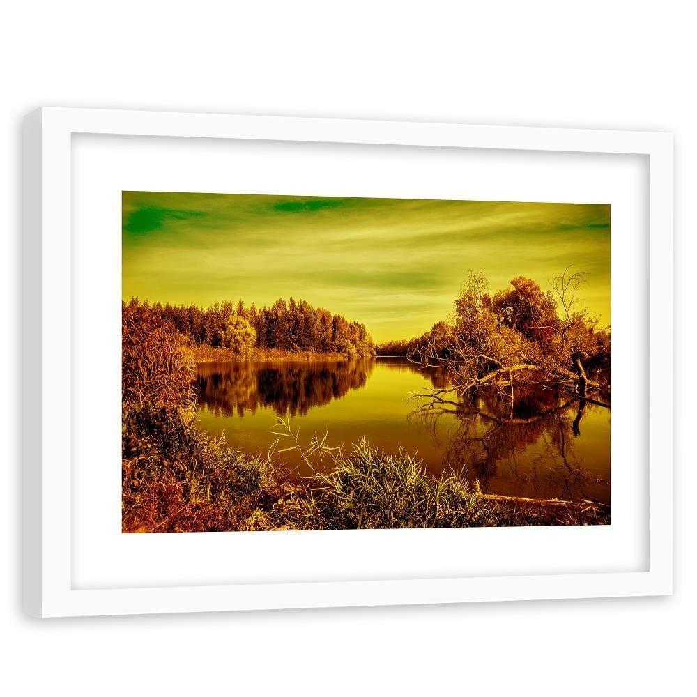 Glezna baltā rāmī - View Of The Lake 3 Home Trends DECO