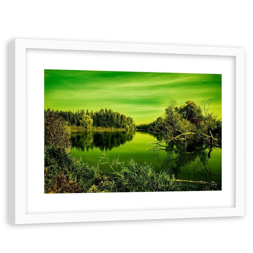 Glezna baltā rāmī - View Of The Lake 4 Home Trends DECO