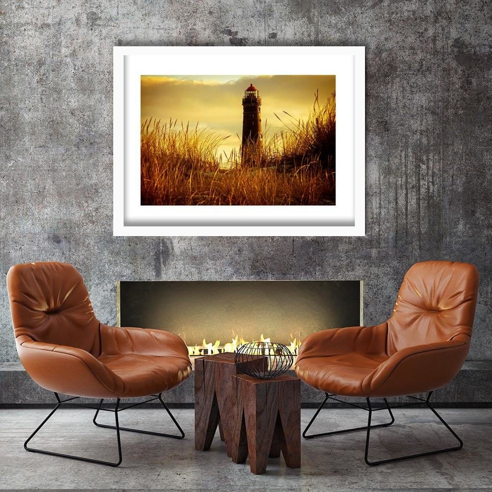 Glezna baltā rāmī - View Of The Lighthouse 3 Home Trends DECO