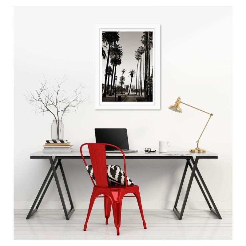 Glezna baltā rāmī - View of the park with palm trees Home Trends DECO