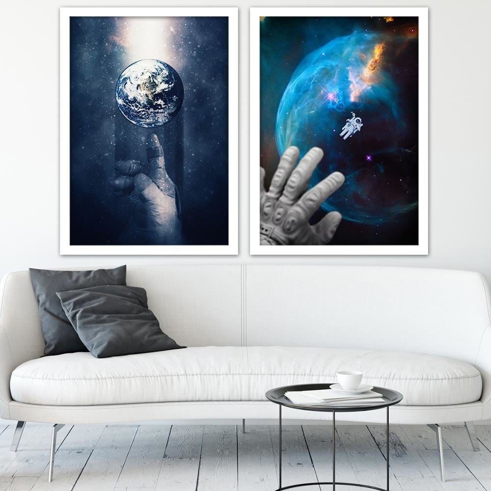 Glezna baltā rāmī - Visual Art Blue Home Trends DECO
