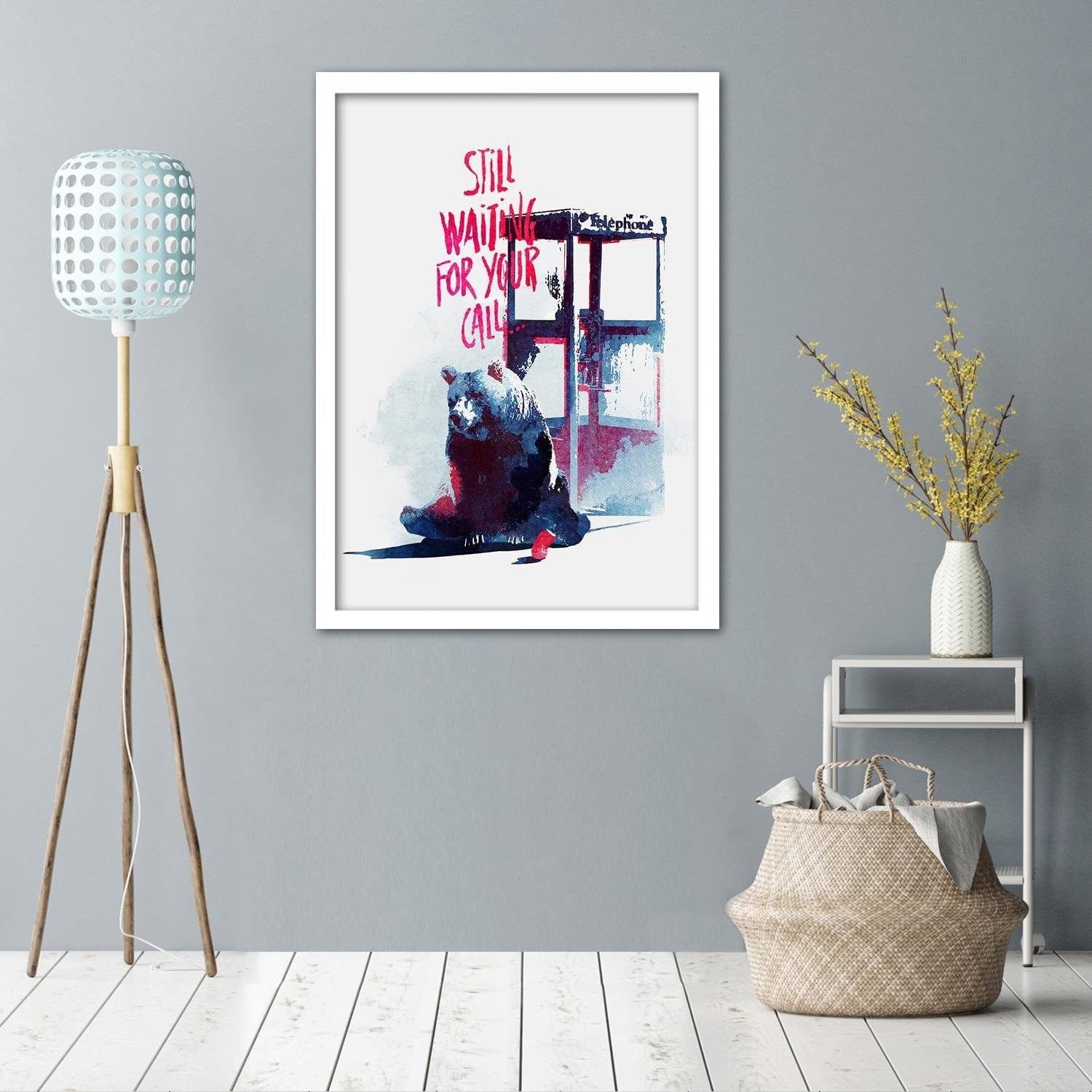 Glezna baltā rāmī - Waiting On The Phone Home Trends DECO