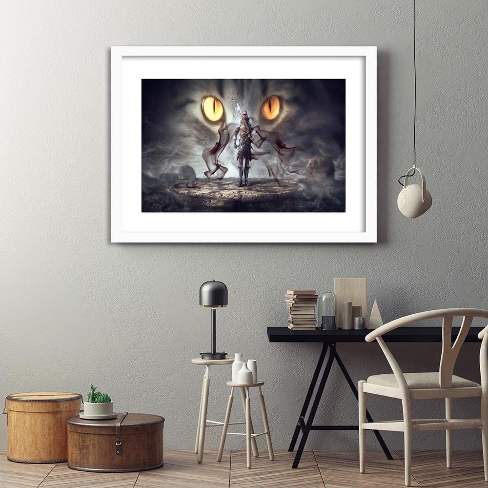 Glezna baltā rāmī - Warrior Cat Eyes And Fantasy Home Trends DECO