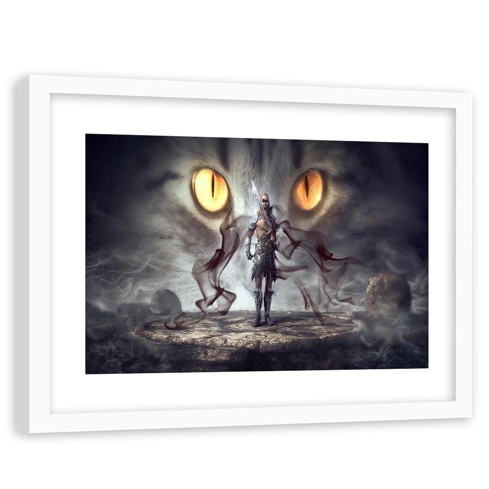 Glezna baltā rāmī - Warrior Cat Eyes And Fantasy Home Trends DECO