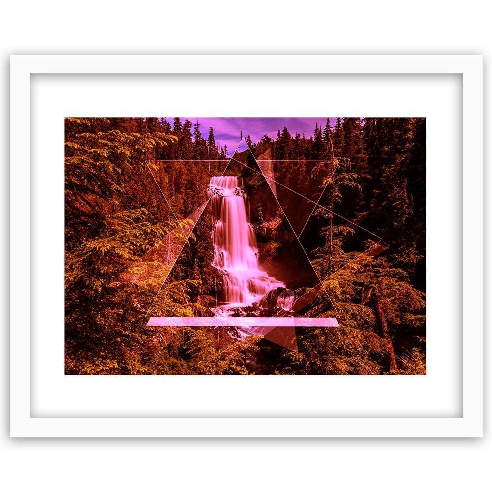 Glezna baltā rāmī - Waterfall And Geometric Shapes 2 Home Trends DECO