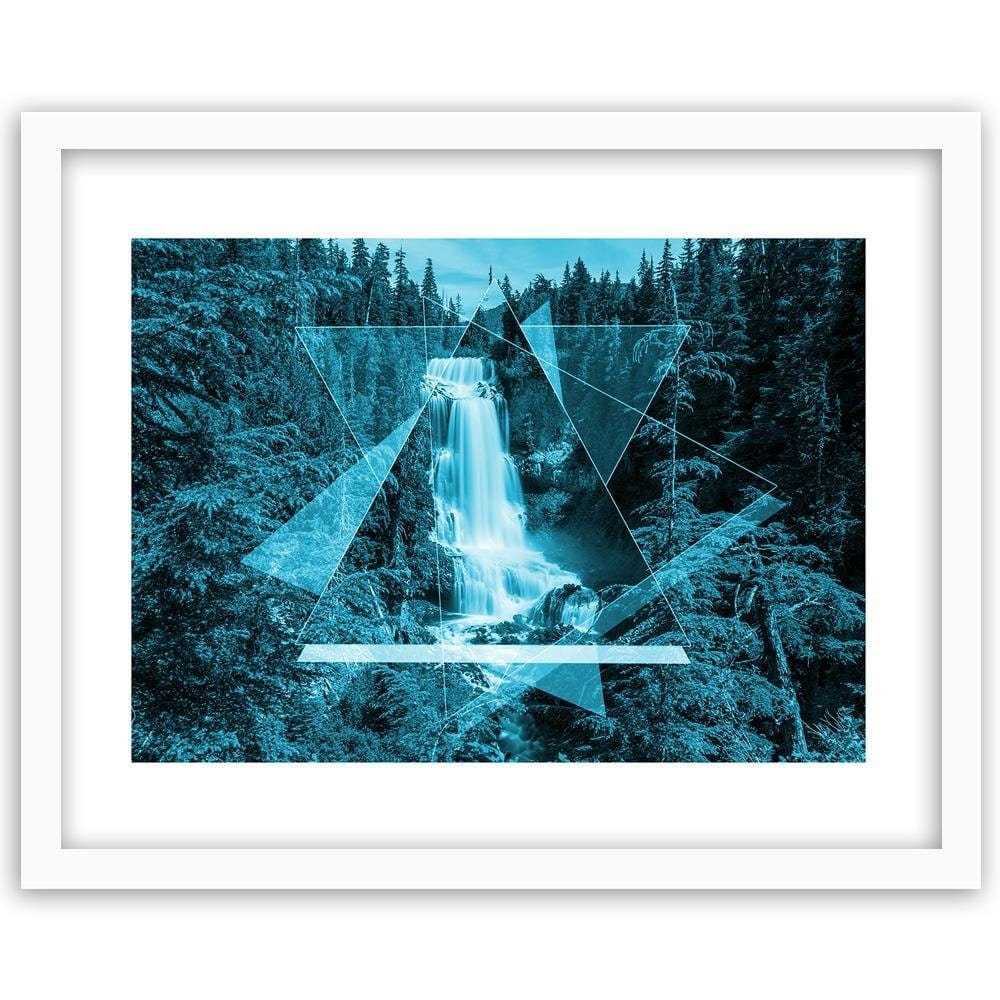 Glezna baltā rāmī - Waterfall And Geometric Shapes 2 Home Trends DECO