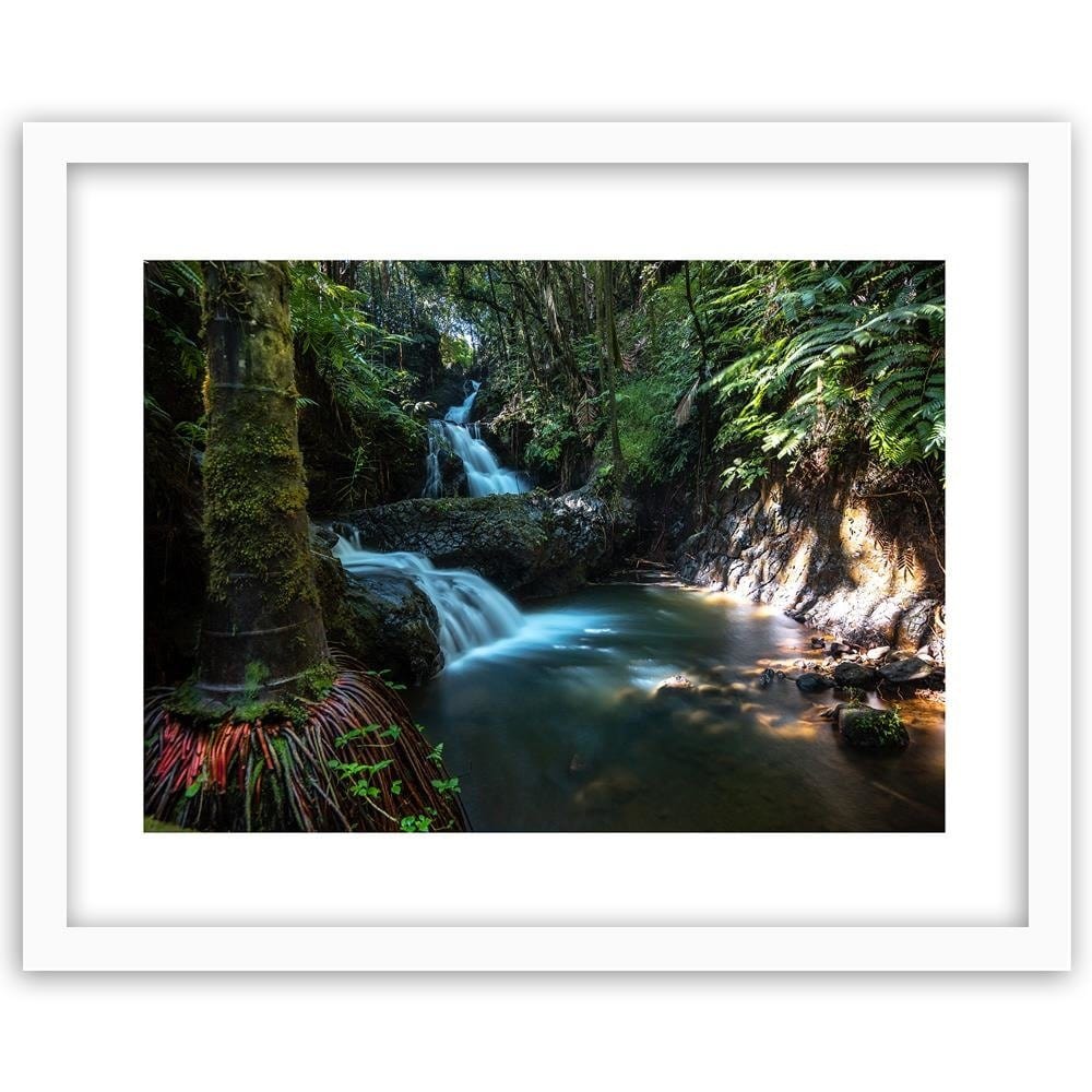 Glezna baltā rāmī - Waterfall In The Tropics Home Trends DECO